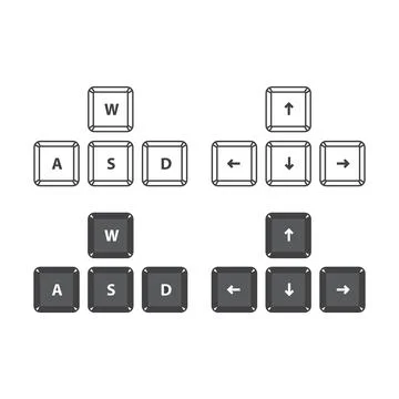 WASD, direction, gaming keys on keyboard. Vector icon template Illustrazione stock