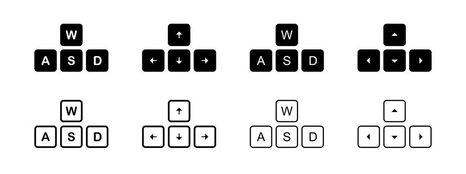 WASD icon. Keyboard vector illustration. Arrow button controller symbol. Co.. Stock Illustration