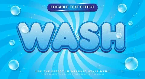 Wash 3D editable text effect Template Stock Illustration