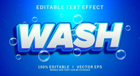 Wash 3d vector text effect with modern style design Illustrazione stock