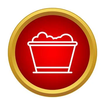 Wash basin with soap bubbles in a red circle icon outline Stock Illustration