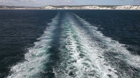 The wash behind a car ferry between Dover, UK and Calais, France Stock Footage 5297021