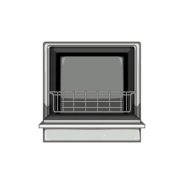 Wash dishwasher kitchen cartoon vector illustration Stock Illustration