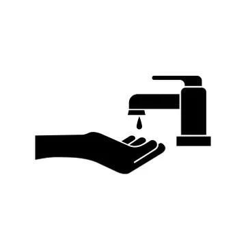 Wash hand at water tab flat icon on white background Stock Illustration