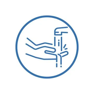 Wash hands icon, vector sign, flat style label Stock Illustration