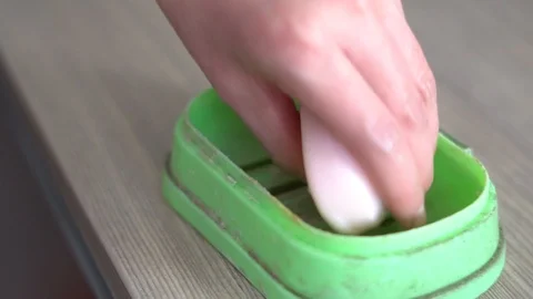 Wash hands with liquid soap Stock Footage 125350365