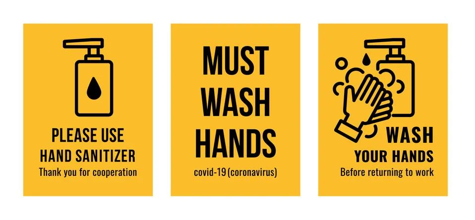 Wash hands signage Stock Illustration