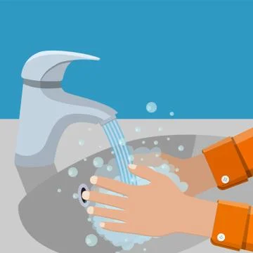 Wash hands in sink. Ilustração Stock