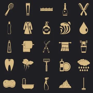 Wash icons set, simple style Stock Illustration