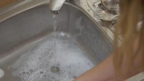 Wash kitchen sink Stock Footage 237436647