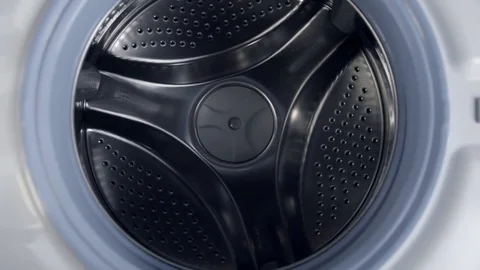 Wash machine drum in slow motion Stock Footage 73598662