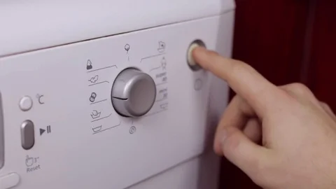 Wash mashine switching on Stock Footage 72248503