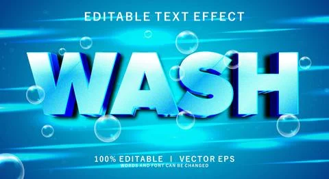 Wash vector text effect with modern style design Illustrazione stock