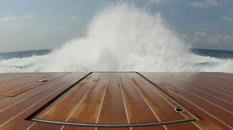 Wash wake of a boat Stock Footage 32617161