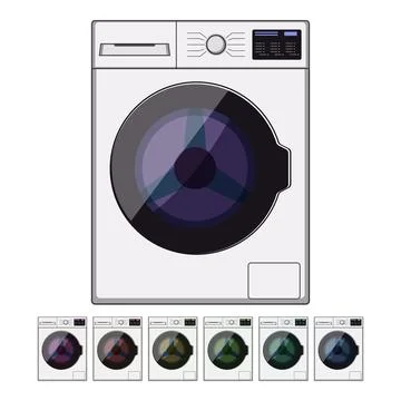 Wash washing machine cartoon vector graphic Stock Illustration