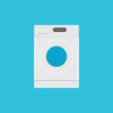 Wash washing machine single isolated with blue background vector graphic Illustrazione stock