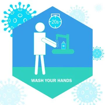 Wash Your Hands to prevent different virus Stock Illustration