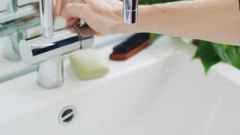 Wash your hands at sink Stock Footage 132090519