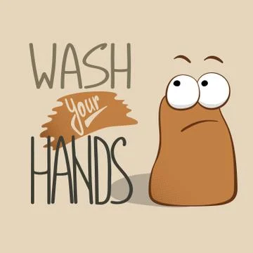 Wash your hands slogan with microbe illustration Stock Illustration