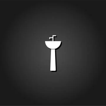 Washbasin icon flat. Stock Illustration
