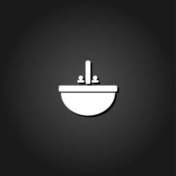 Washbasin icon flat. Stock Illustration