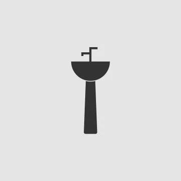 Washbasin icon flat. Stock Illustration