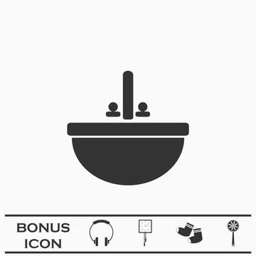 Washbasin icon flat. Stock Illustration
