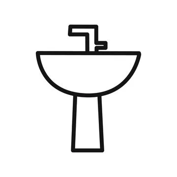 Washbasin icon linear vector graphics sign Illustrazione stock