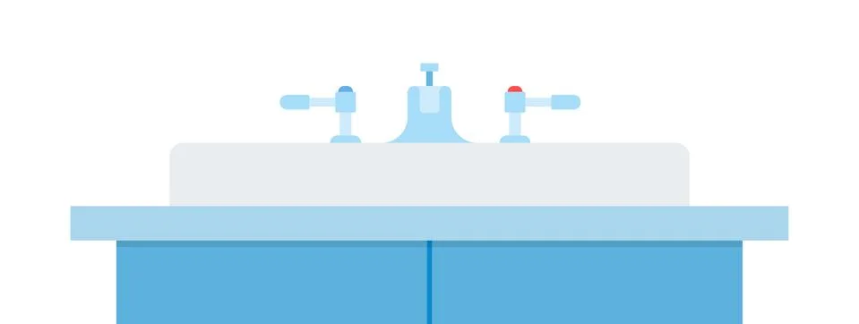 Washbasin with taps vector icon flat isolated Stock Illustration