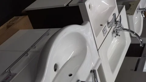 Washbasins in a store vertical video Stock Footage 260147081