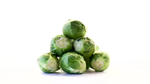Washed brussels sprouts fresh vegetable food composition Stock Footage 333842060