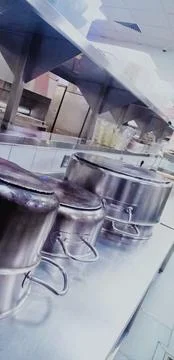 The washed pots view on the table Stock Photos