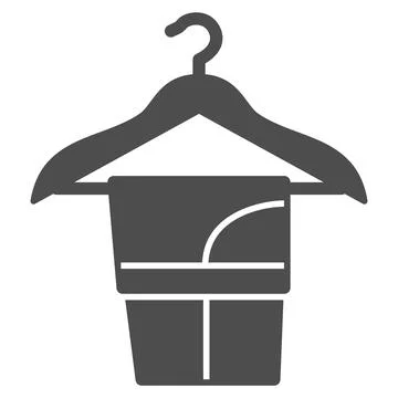 Washed trousers on clothes hanger solid icon, dry cleaning concept, pants on Stock Illustration