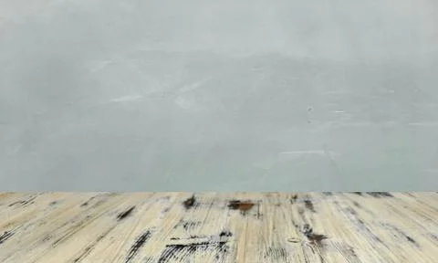 Washed wood table with concrete texture background. 写真素材