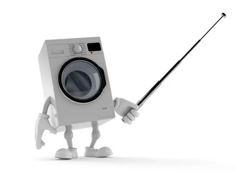 Washer character holding pointer stick Illustrazione stock