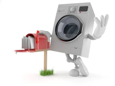 Washer character with mailbox Stock Illustration