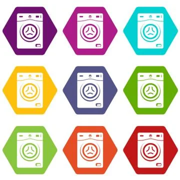 Washer icons set 9 vector Stockillustratie