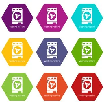Washer icons set 9 vector Stock Illustration