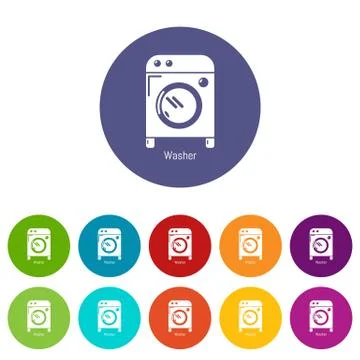 Washer icons set vector color Stockillustratie