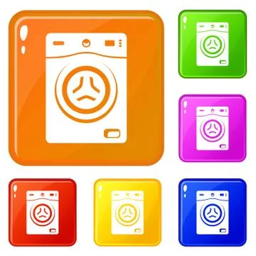 Washer icons set vector color Stock Illustration