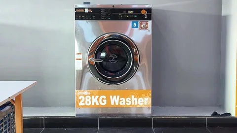Washer machine  laundry shop Video stock 288165043
