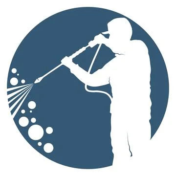 Washer worker with washing machine in hands Stock Illustration