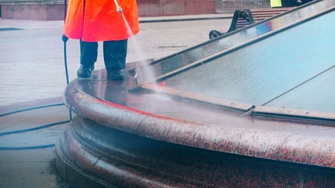 The washerman will clean the station square Video stock 103647418