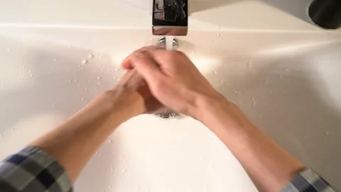 Washes her hands top view Video stock 142907397