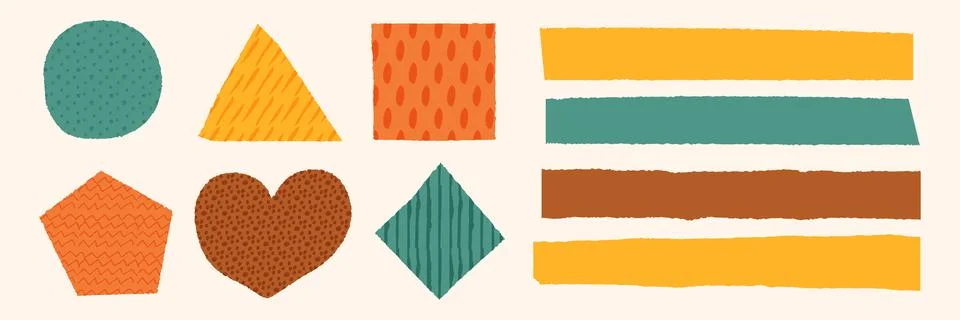 Washi tape set with different patterns. Scotch, color patterned adhesive tape Stock Illustration