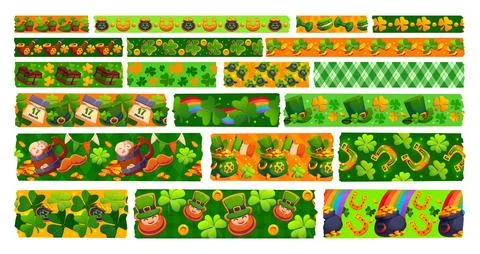 Washi tape St Patrick Day green adhesive pieces Stock Illustration