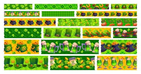 Washi tape with St Patrick s holiday decorations Stock Illustration
