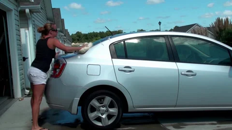 Washing the back of the car Stock Footage 29161968