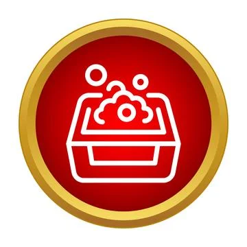 Washing basin with soap bubbles in red circle icon Иллюстрация
