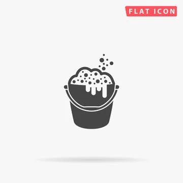 Washing Bucket flat vector icon Stock Illustration